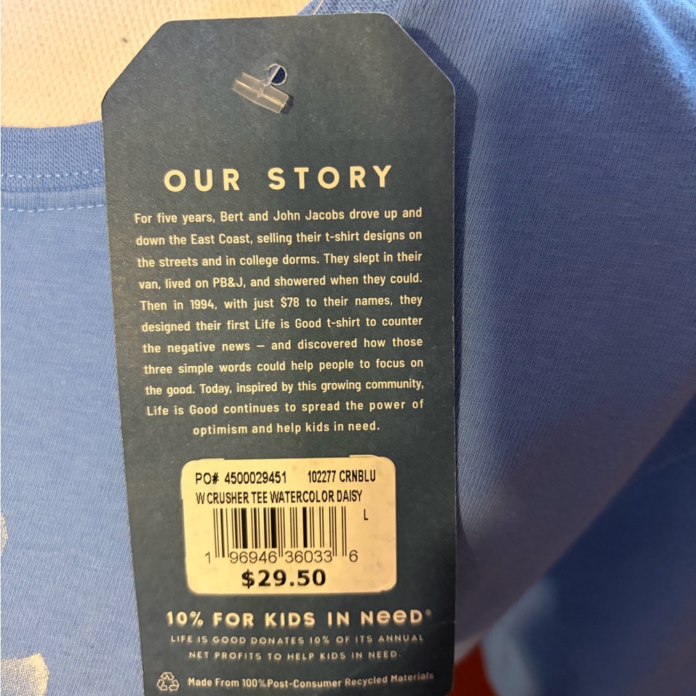 NWT Life Is Good Blue Tee with Daisy Graphic - Picture 3 of 5